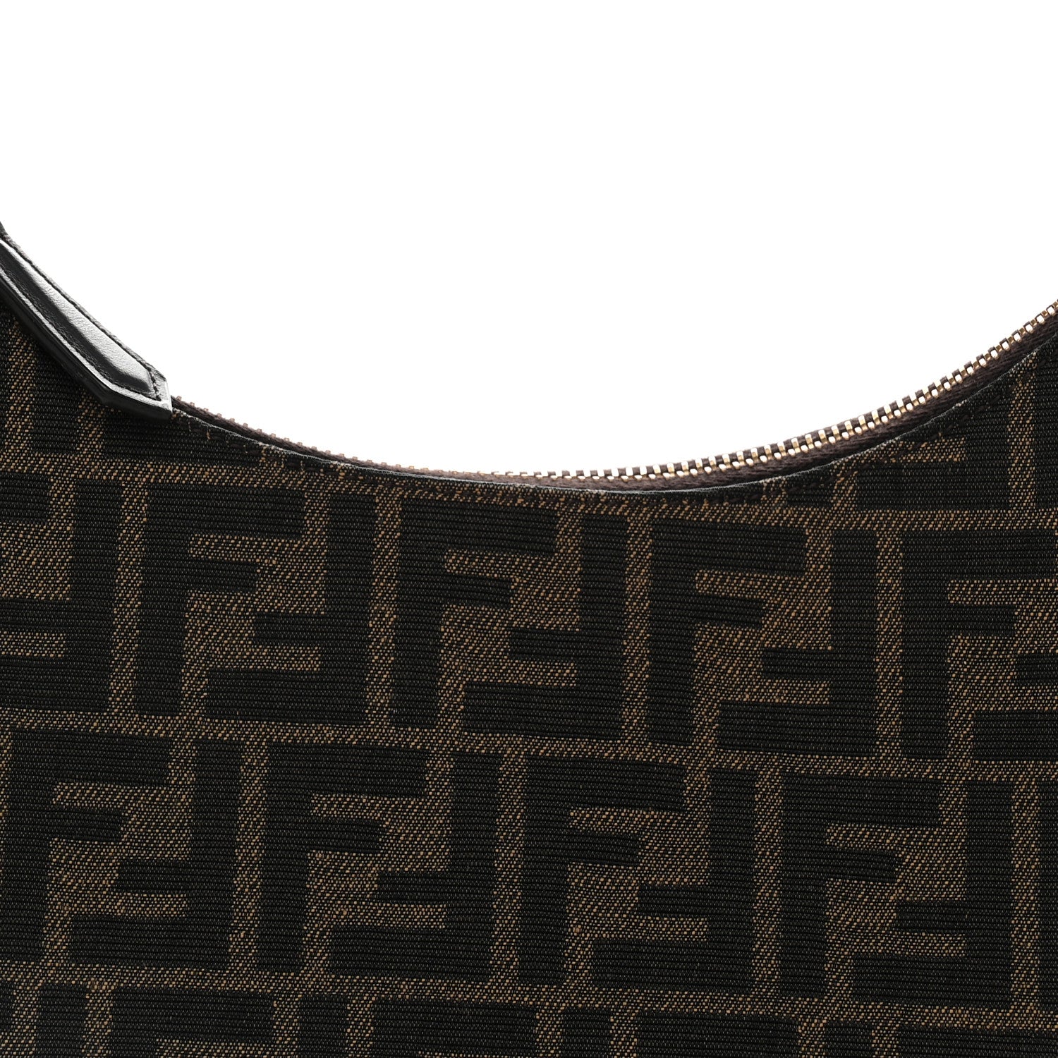 Fabric Jacquard Vitello Grace FF 1974 Small Fendigraphy Hobo Bag Tobacco Moro Ebano - Image 8
