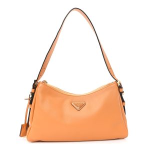 Soft Calfskin Medium Aimee Shoulder Bag Caramel