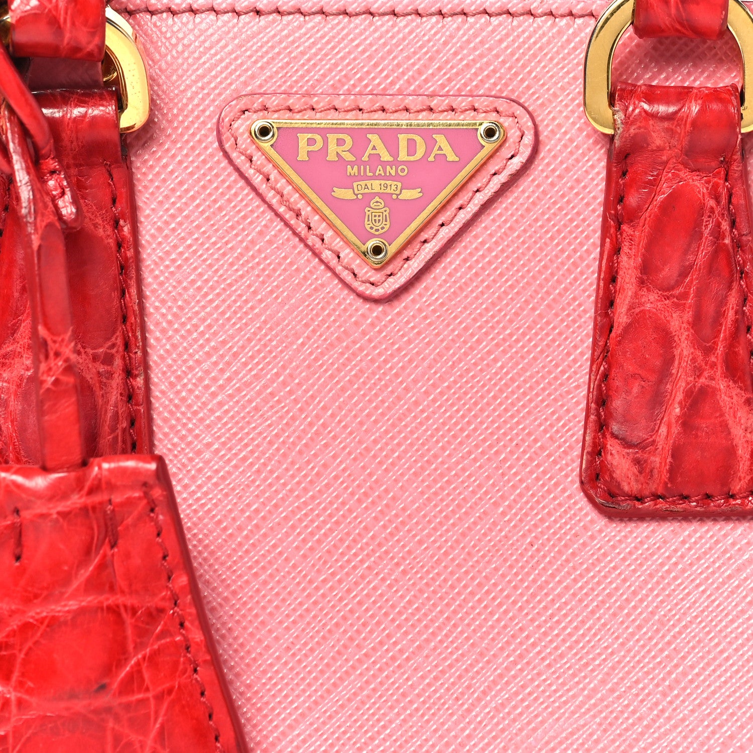 Saffiano Lux Crocodile Mini Promenade Tote Fuoco Begonia - Image 8