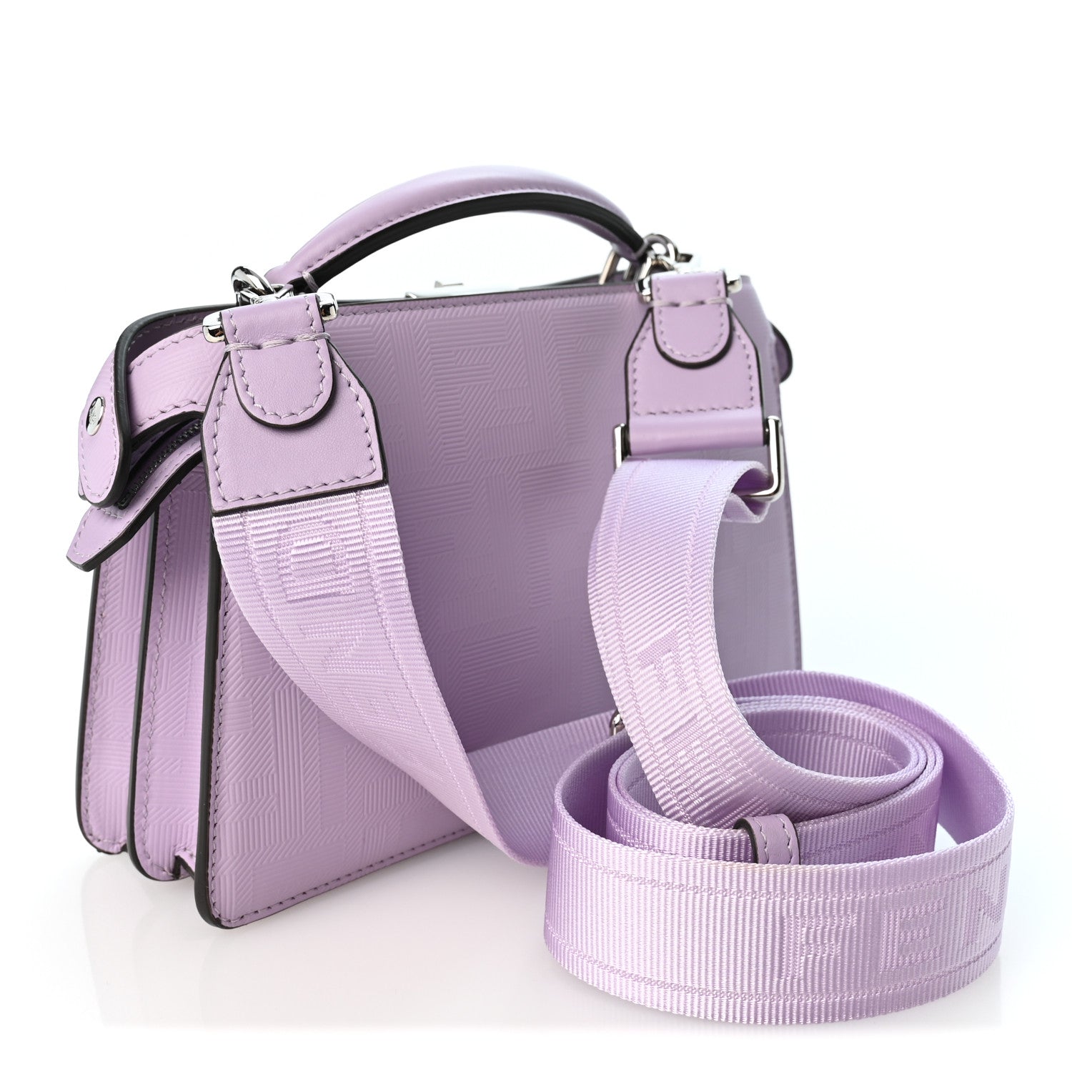 Calfskin Striped Texture FF Peekaboo I See U X Cross Satchel Violetta - Image 3