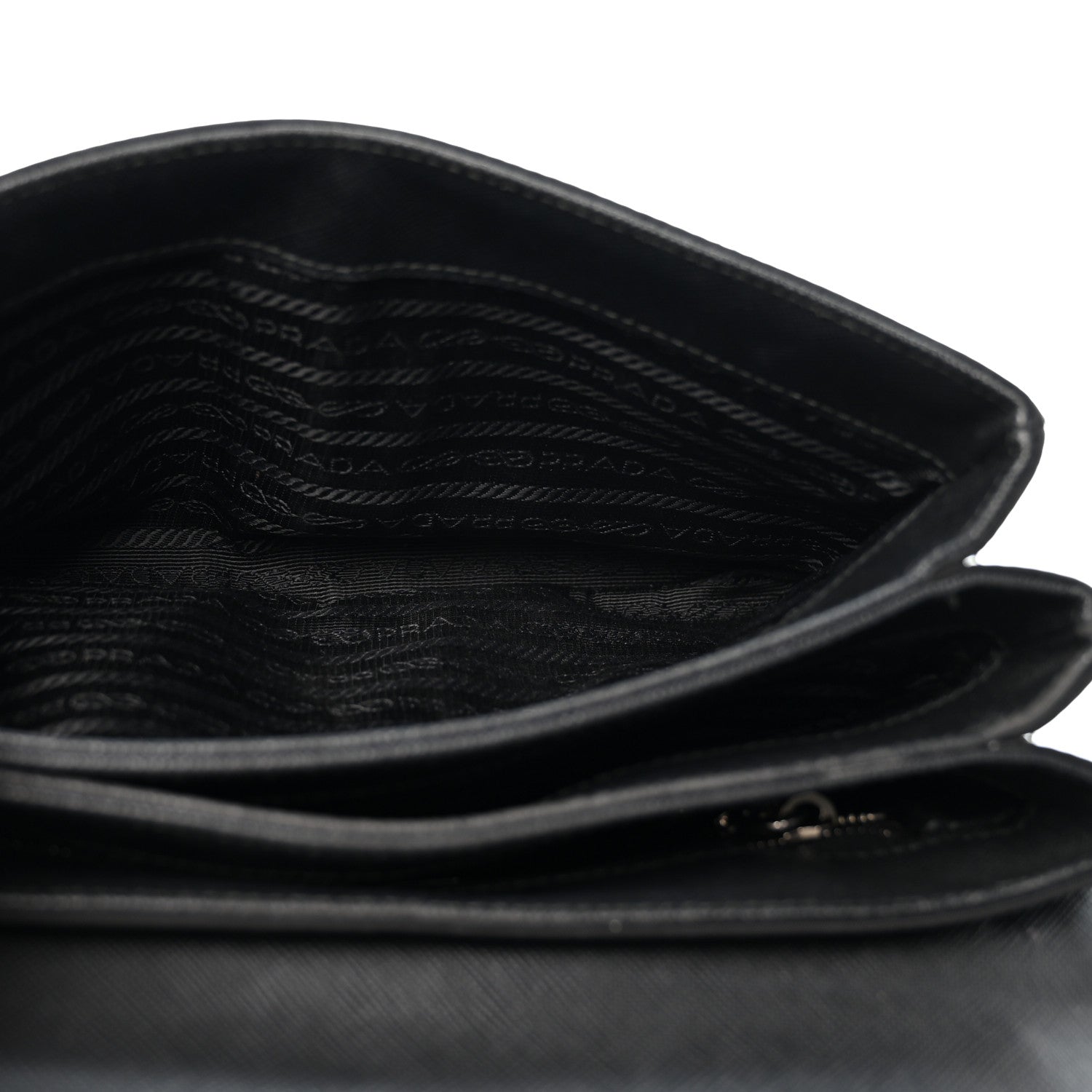 Saffiano Tessuto Nylon Chain Shoulder Bag Black - Image 5