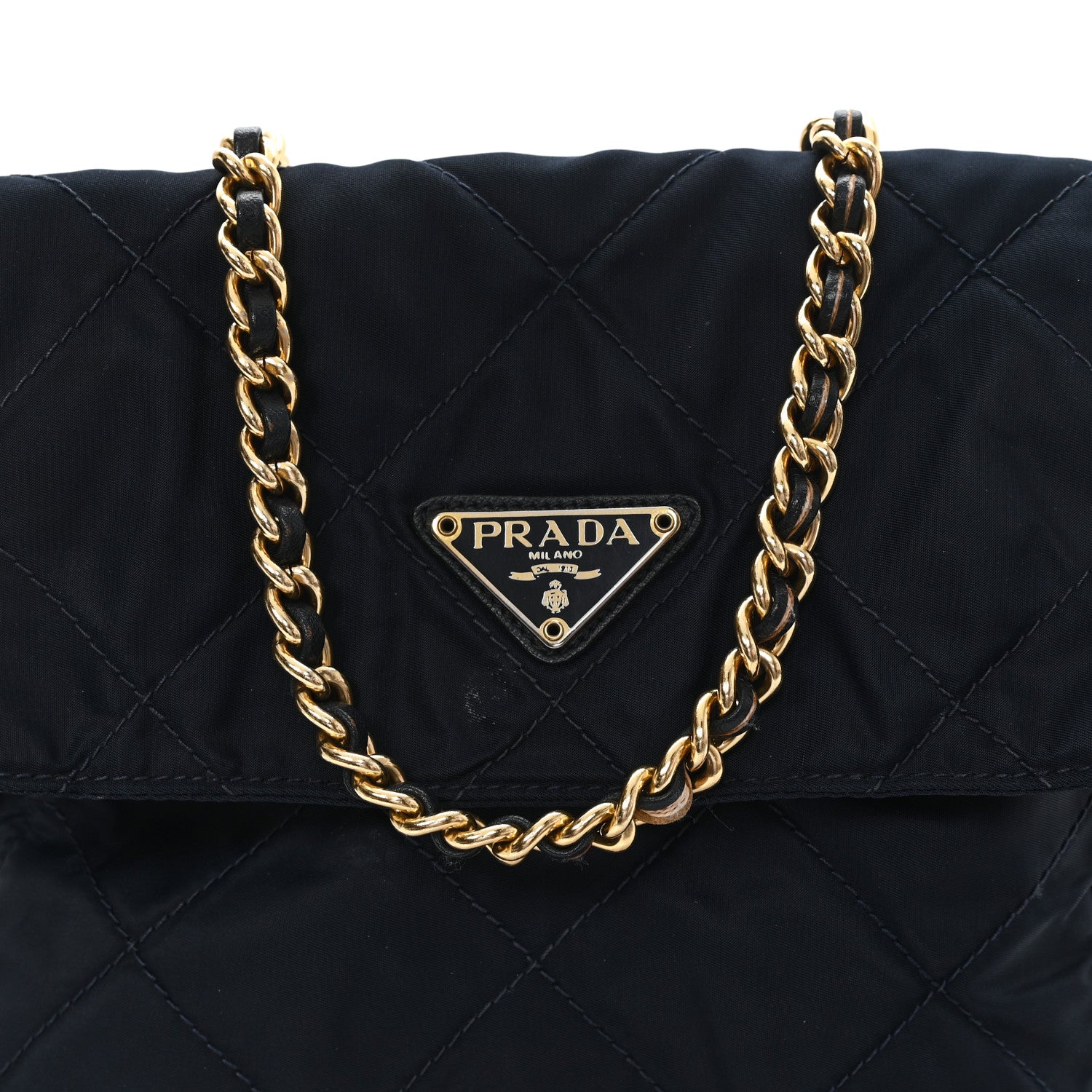 Nylon Tessuto Impuntu Quilted Flap Shoulder Bag Blue - Image 7