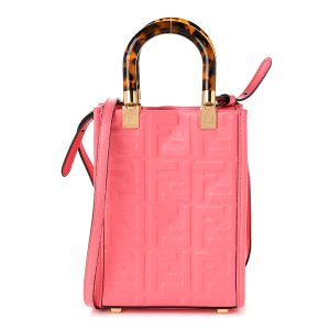 Vitello Plexiglass FF Embossed Mini Fendi Sunshine Shopper Tote Pink Dalia
