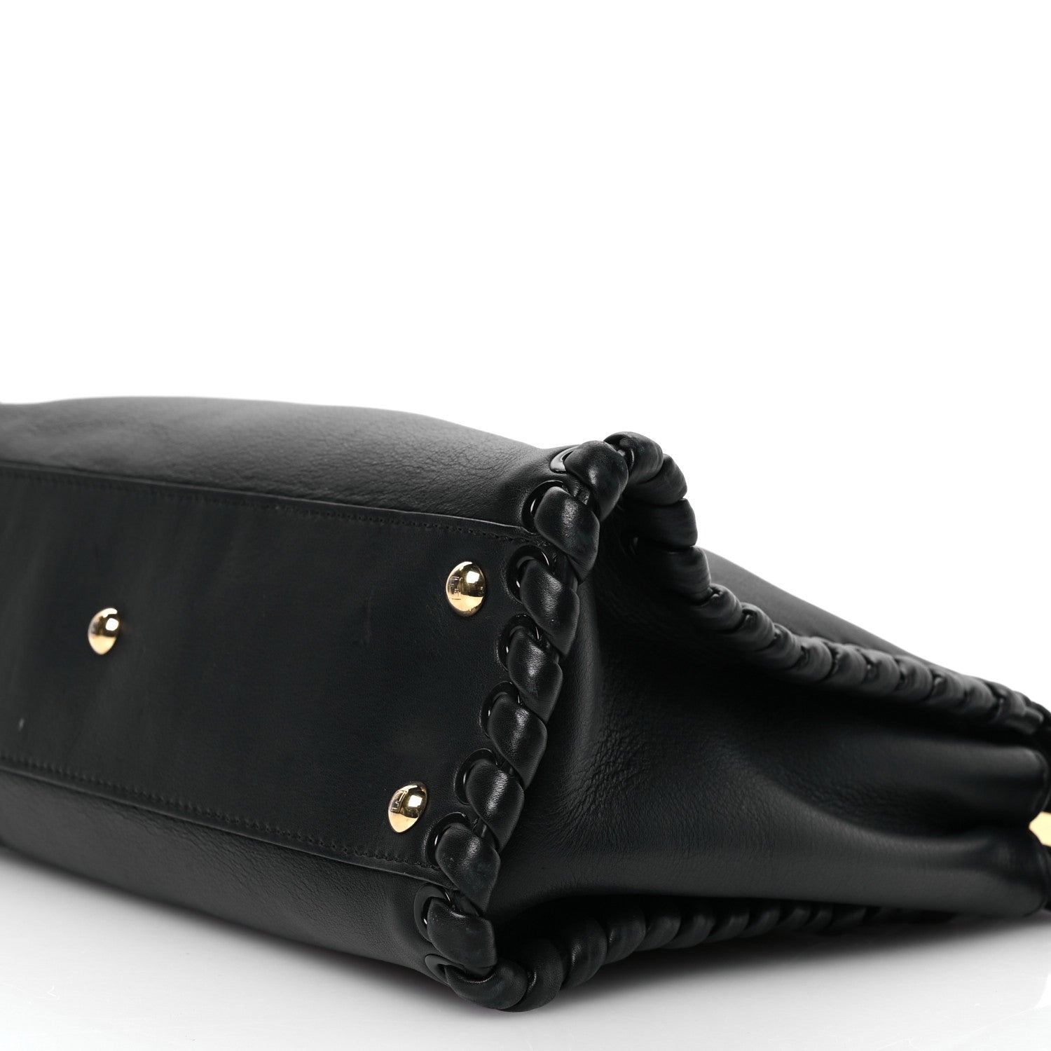 Vitello Seta Lace Up Medium Peekaboo Iconic Satchel Black - Image 10