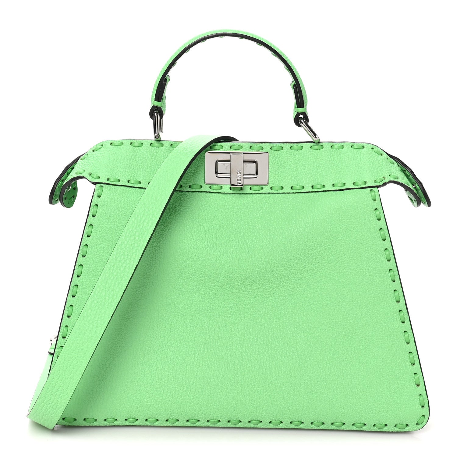 Cuoio Roma Sellerissima Nappa Sintetica Tape Stitch Small Peekaboo I SEE U Satchel Edamame