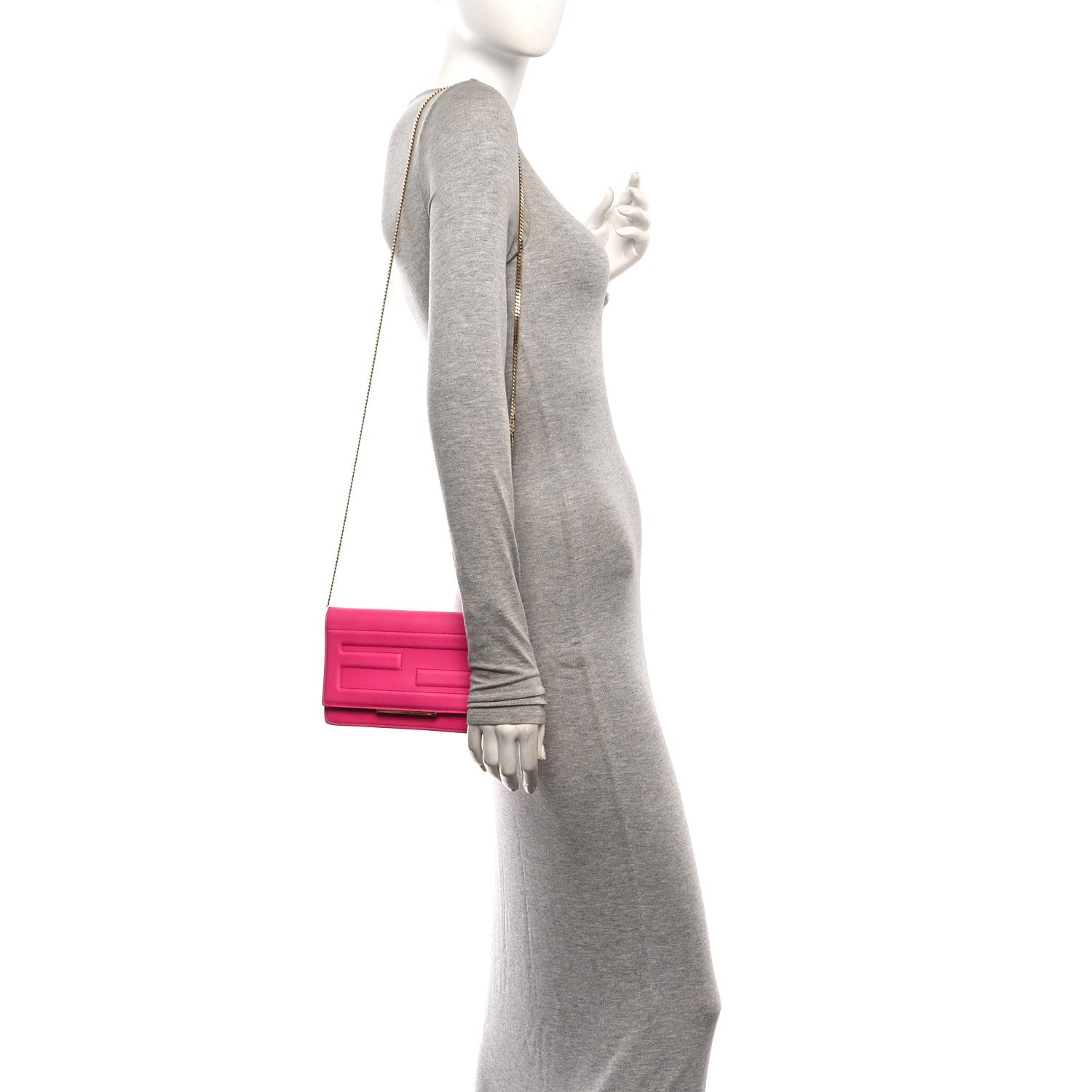 Vitello Flamingo Tube Wallet on Chain Fuchsia - Image 2