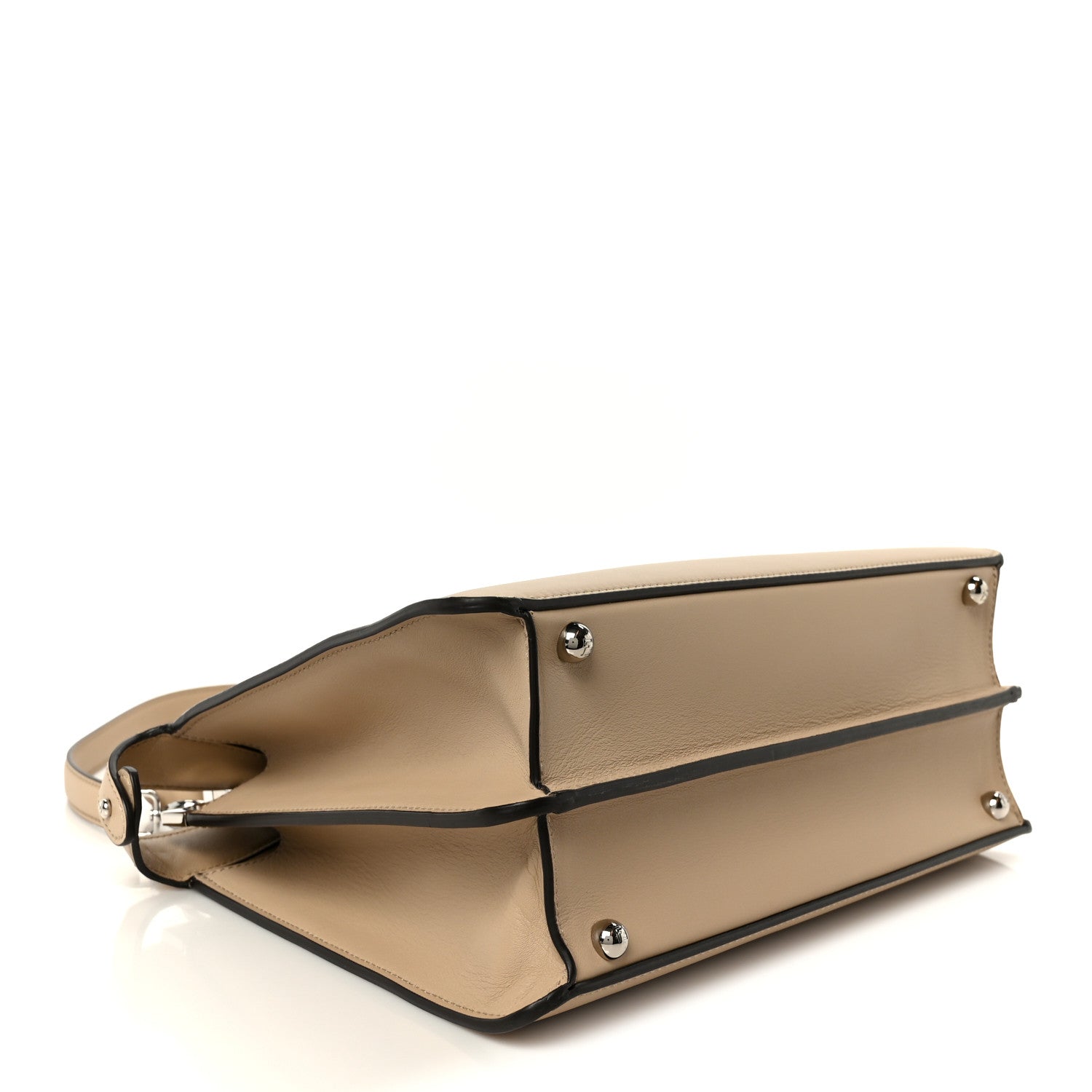 Shiny Calfskin Flower Medium Peekaboo I SEE U Satchel Beige Amido - Image 4