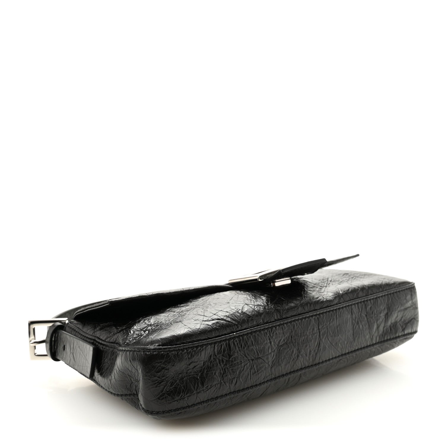 Crackled Calfskin Baguette 26424 Black - Image 4