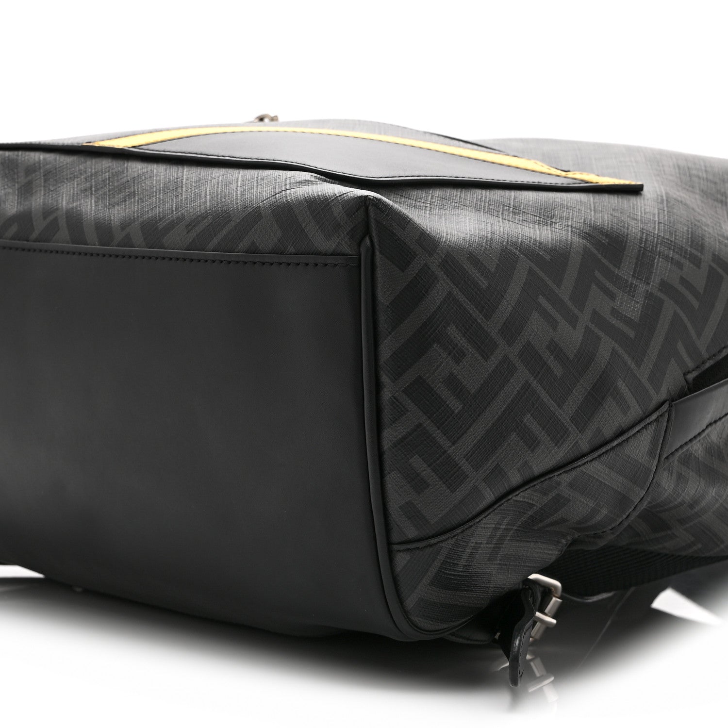 Glazed Fabric Vitello King FF 1974 Diagonal Medium Chiodo Backpack Black Sunflower - Image 10