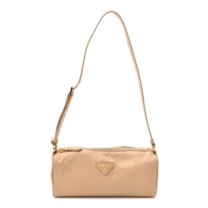 Re-Nylon Triangle Pouch Shoulder Bag Camel Brown