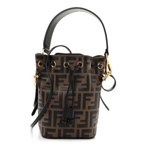 Vitello Liberty F is Fendi Bi-Color FF 1974 Embossed Mini Mon Tresor Bucket Bag Maya Black