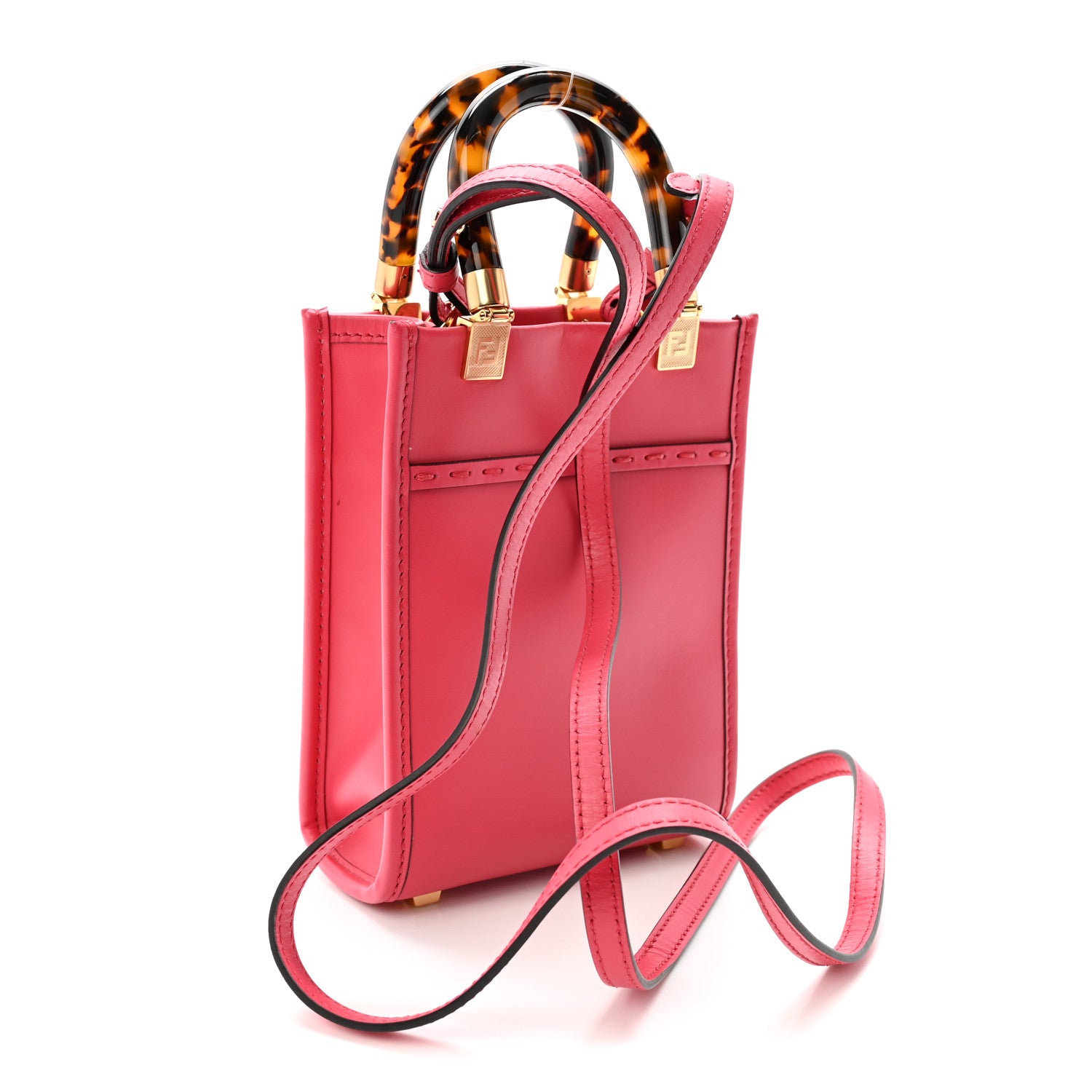 Vitello King Plexiglass Logo Embossed Mini Fendi Sunshine Shopper Tote Lampone - Image 3