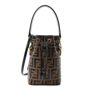 Vitello Liberty F is Fendi Bi-Color FF 1974 Embossed Mini Mon Tresor Bucket Bag Maya Black