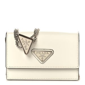 Spazzolato Card Holder With Chain White