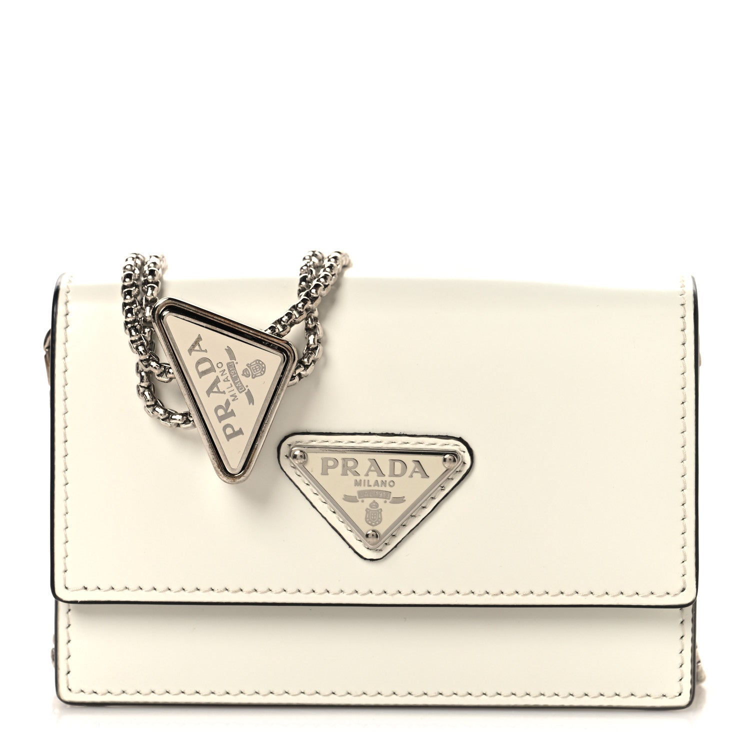 Spazzolato Card Holder With Chain White