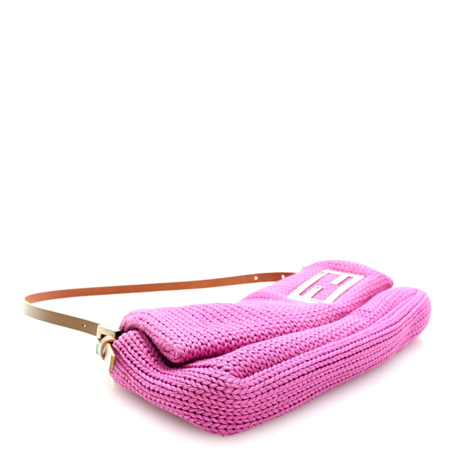 Wool Crochet Knit FF Pochette Pink - Image 4