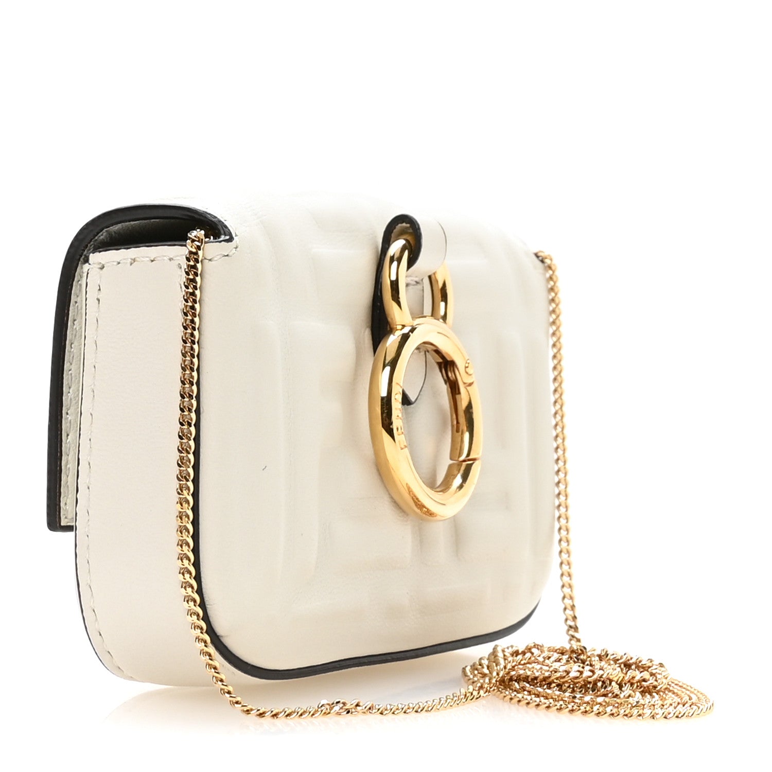 Nappa Matisse FF Embossed Nano Baguette Charm White - Image 3