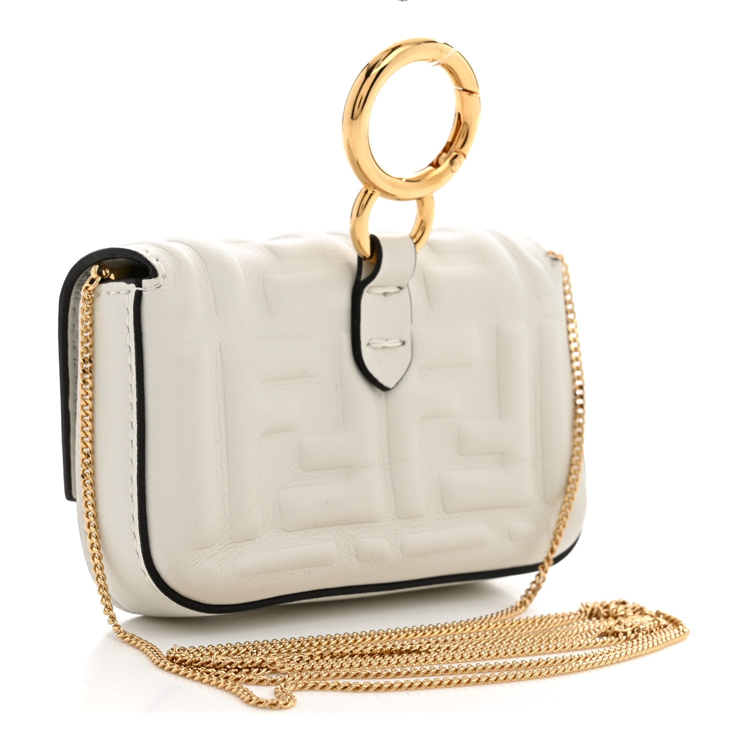 Nappa Matisse FF Embossed Nano Baguette Charm White - Image 2