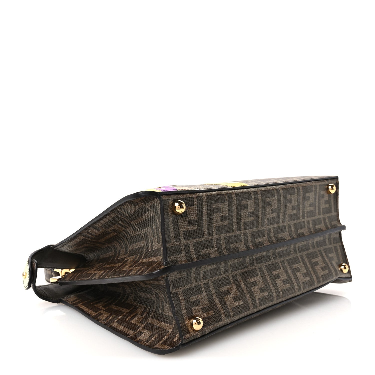 Glazed Fabric Vitello FF 1974 Hairdo Girls Inlay Medium Peekaboo Iconic Satchel Mogano Panna Multicolor - Image 4