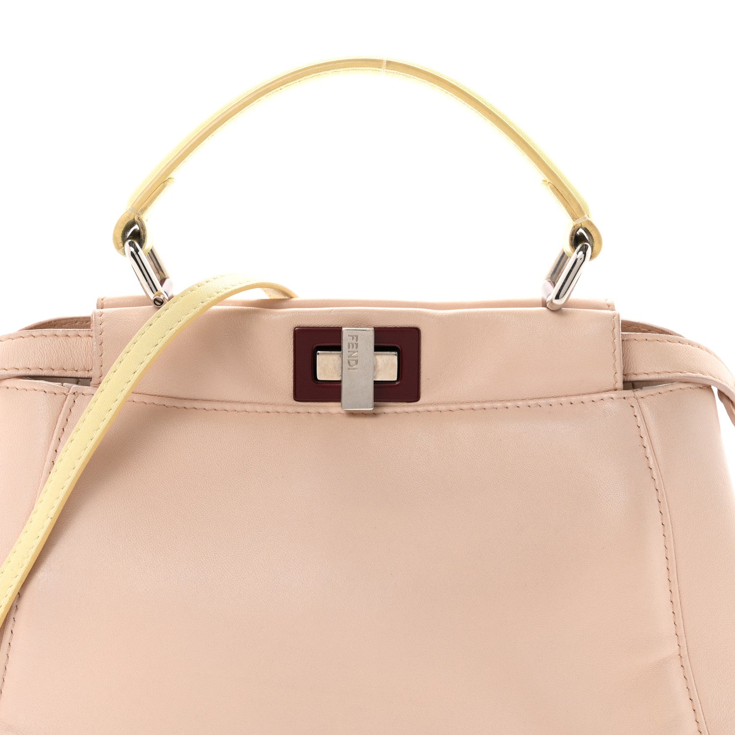 Nappa Colorblock Mini Peekaboo Iconic Satchel Plaster Banana Grigio Polvere - Image 8