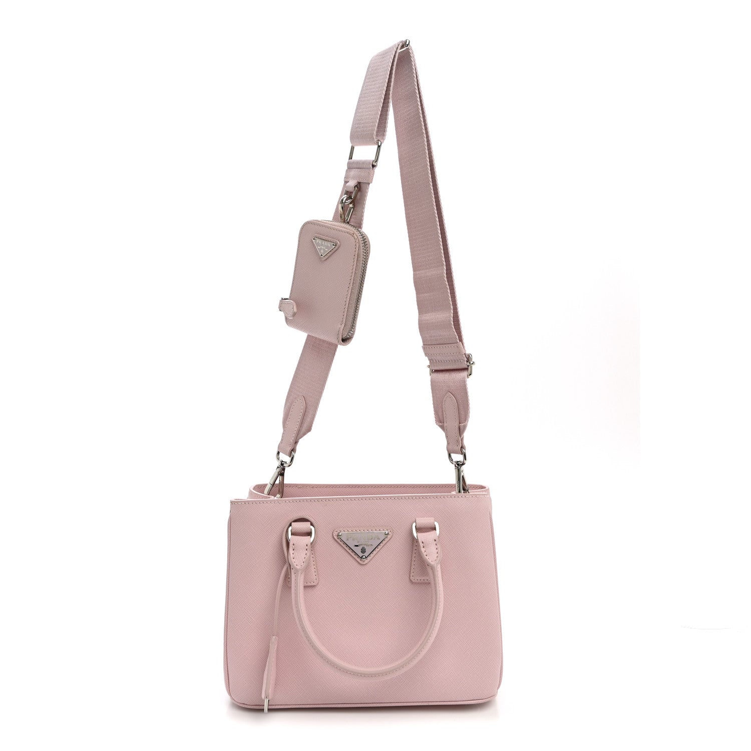 Saffiano Lux Micro Galleria Shoulder Bag Alabastro