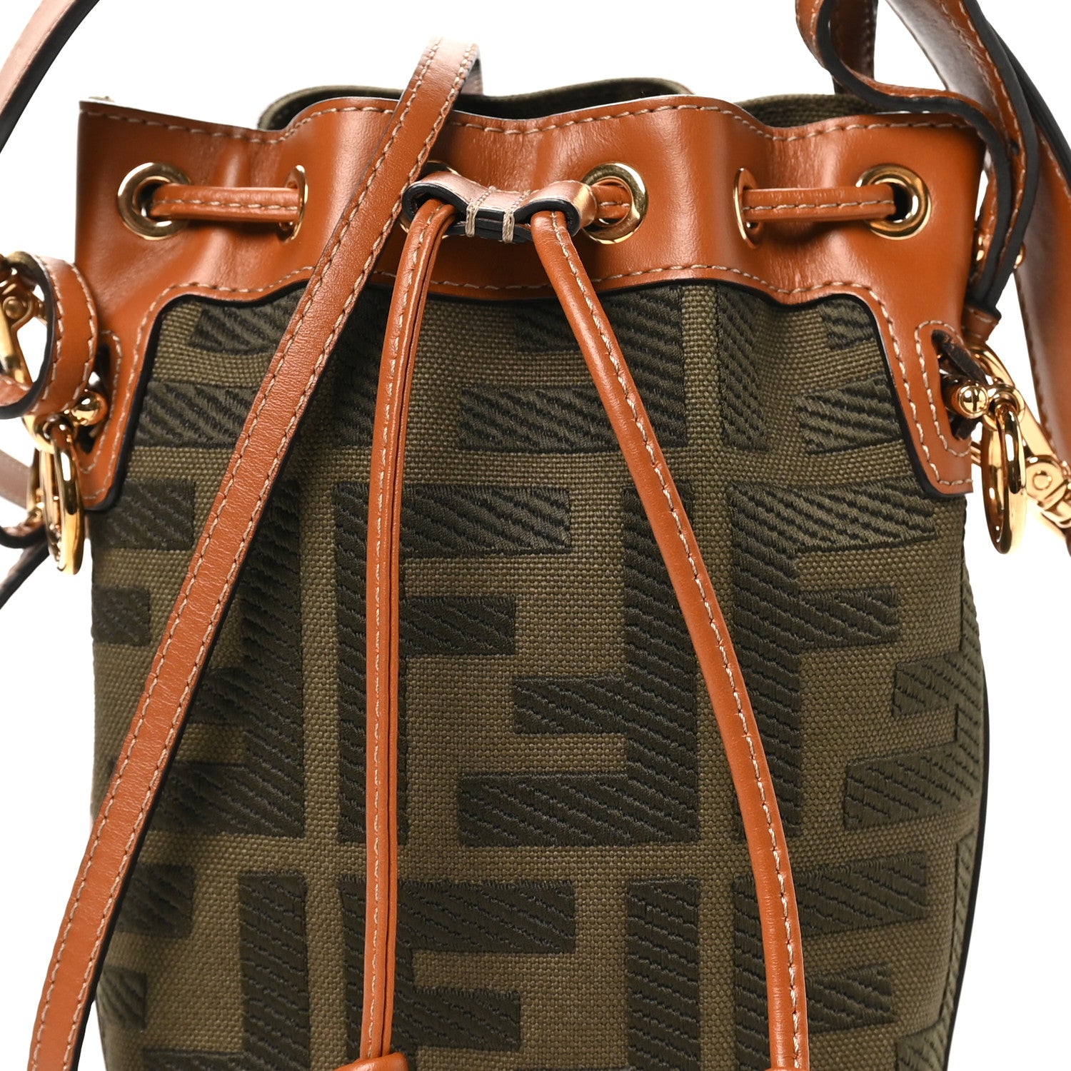 Canvas Vitello King F is Fendi FF Embroidered Mini Mon Tresor Bucket Bag Amazzonia Cuoio - Image 8
