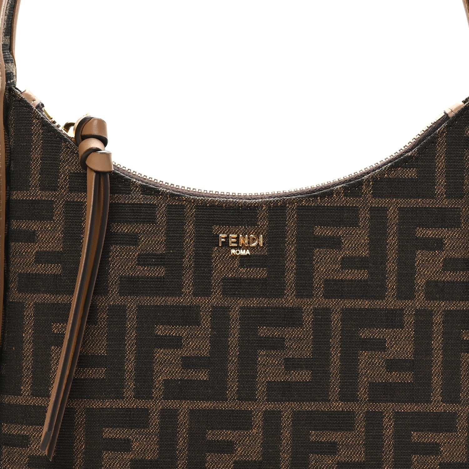 Fabric Jacquard Vitello Grace FF 1974 Mini Fendessence Shoulder Bag Tobacco Moro Ebano - Image 8