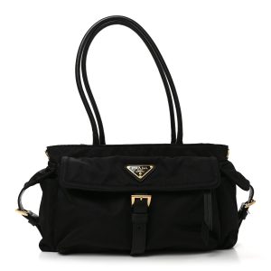 Re-Nylon Triangle Medium Explore Tote Black