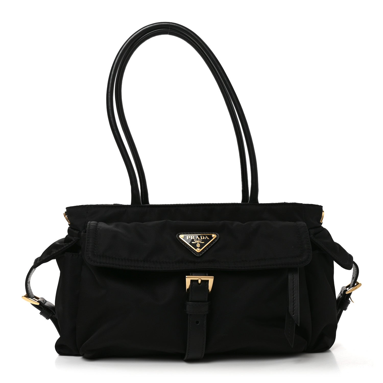 Re-Nylon Triangle Medium Explore Tote Black