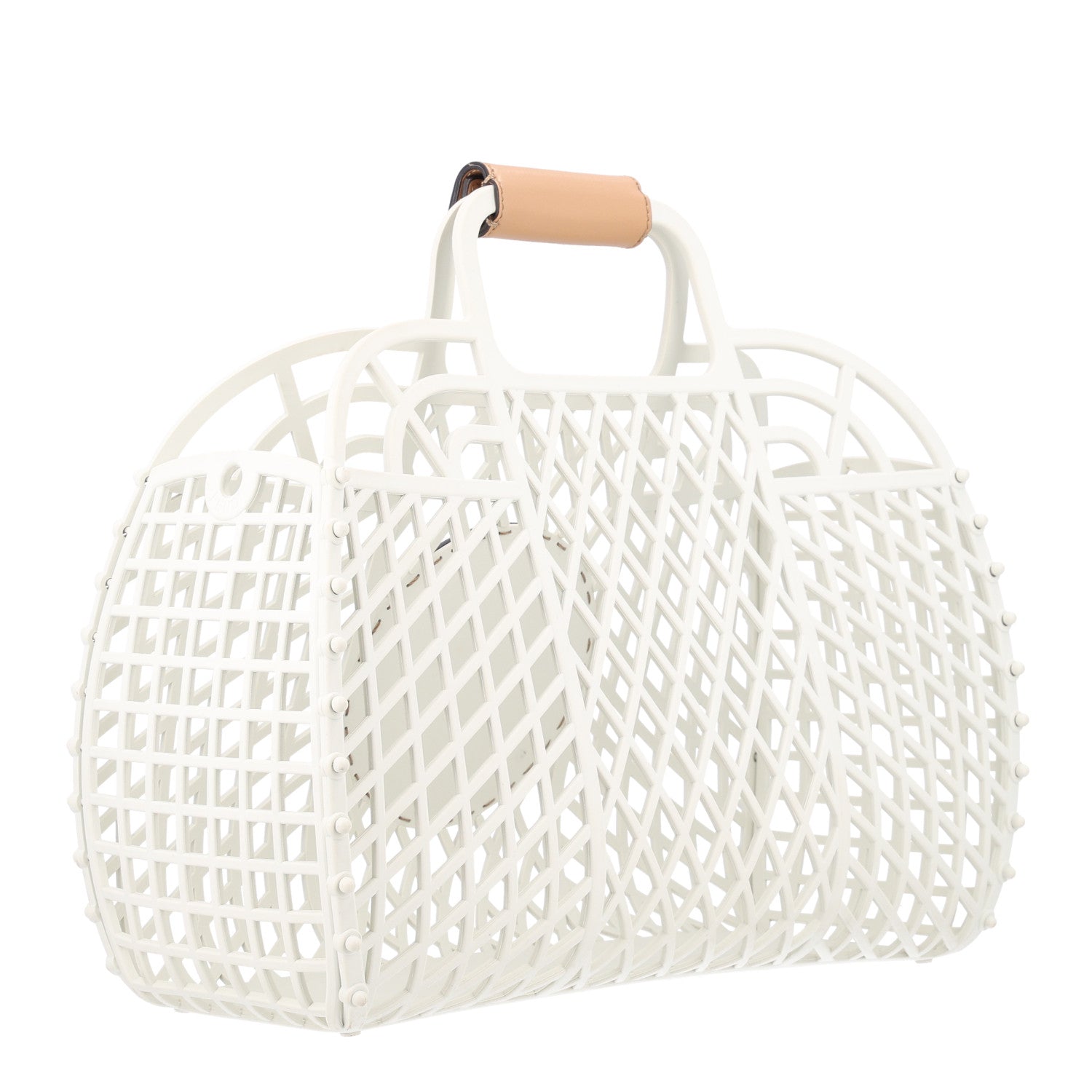 Recycled Plastic Vitello Liberty Matte Medium Fendi Basket White Ice Miele Scuro - Image 3