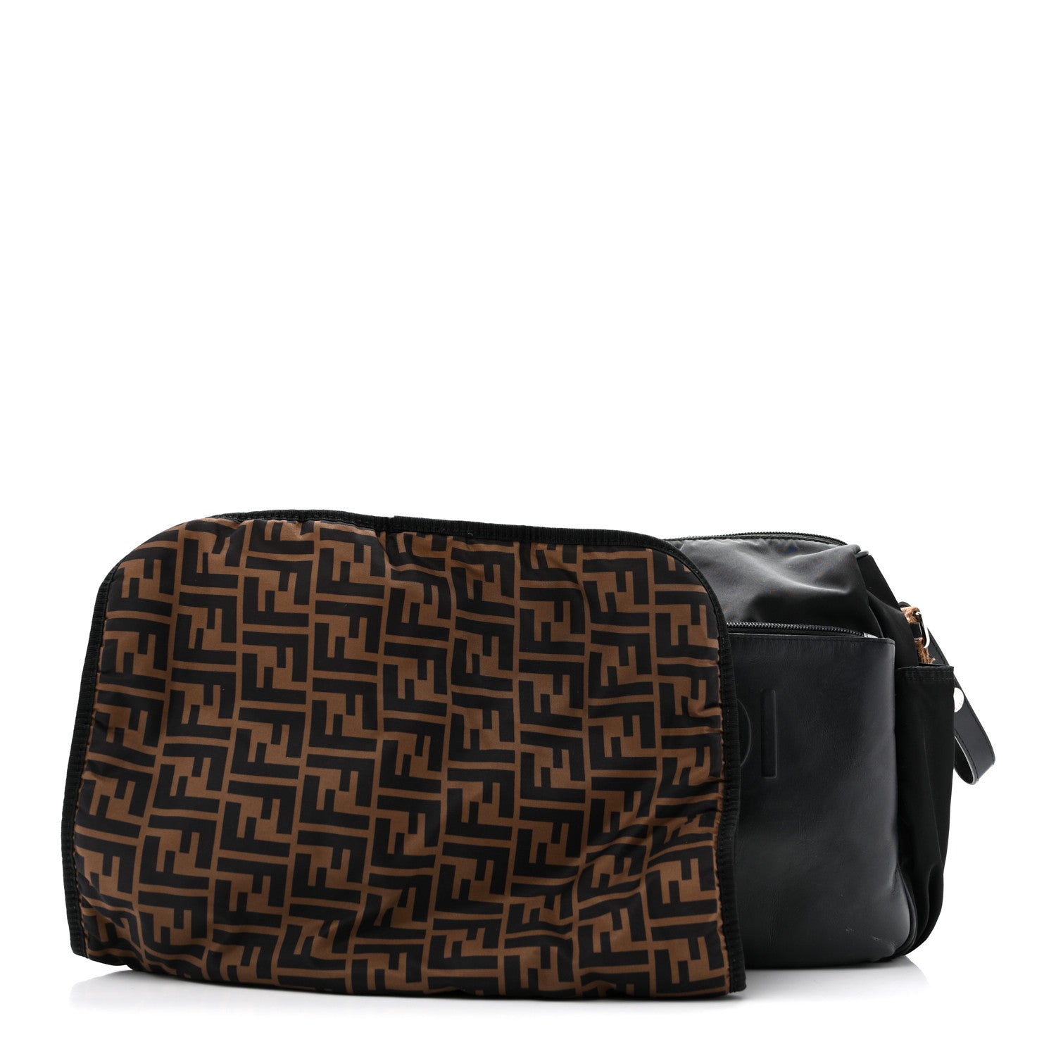 Calfskin Nylon FF Logo Embossed Changing Bag Black - Image 3