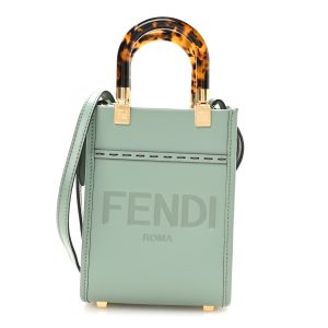 Vitello King Plexiglass Logo Embossed Mini Fendi Sunshine Shopper Tote Menta