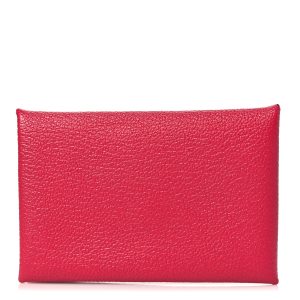 Chevre Mysore Verso Calvi Card Case Framboise Rouge H