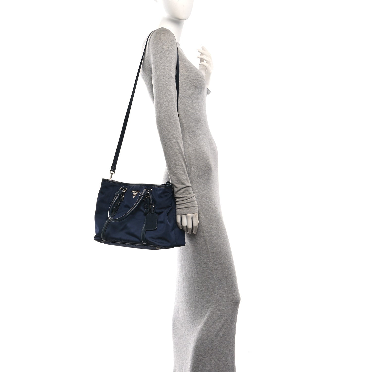 Tessuto Nylon Soft Calf Small Tote Blue - Image 2