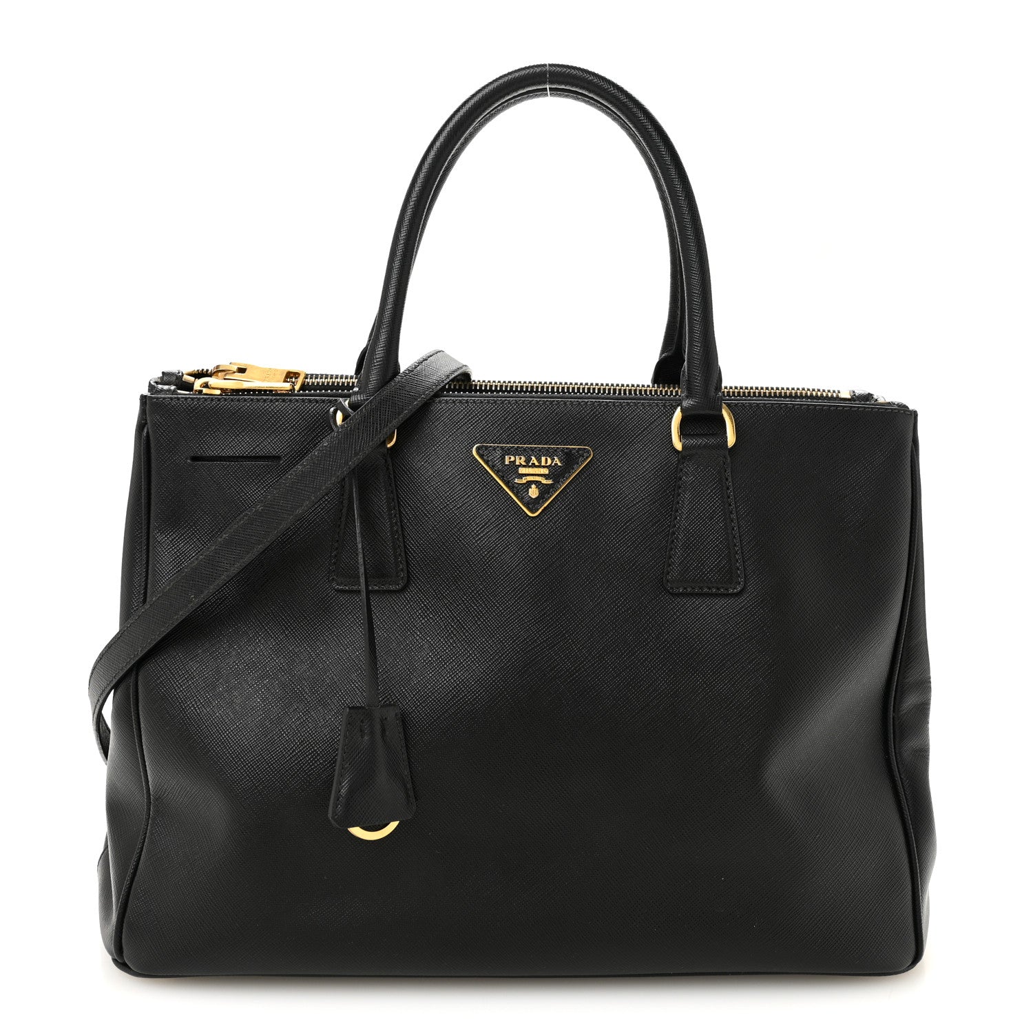 Saffiano Medium Galleria Double Zip Tote Black