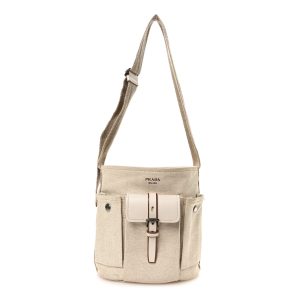 Canvas Calfskin Mini Route Bucket Bag Naturale