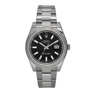 Stainless Steel 18K White Gold 41mm Oyster Perpetual Datejust Watch Black 116334
