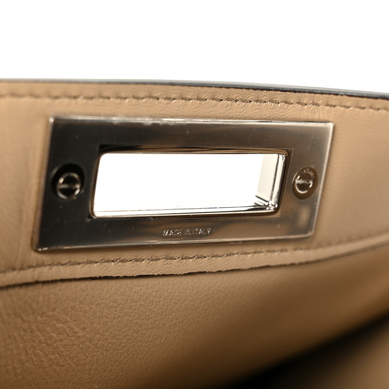 Shiny Calfskin Flower Medium Peekaboo I SEE U Satchel Beige Amido - Image 8