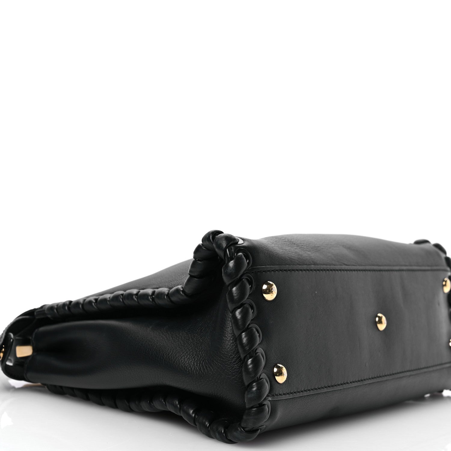Vitello Seta Lace Up Medium Peekaboo Iconic Satchel Black - Image 9