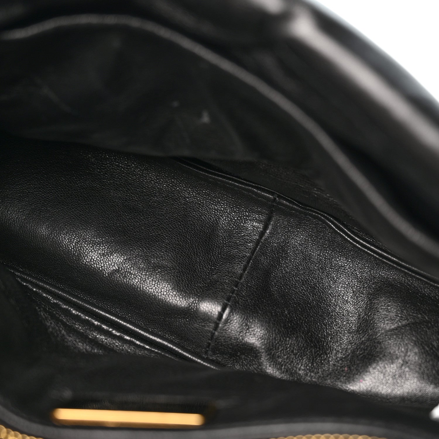 Nappa Soft Padded Logo Embossed Triangle Quilted Small Shoulder Bag Black - Image 5