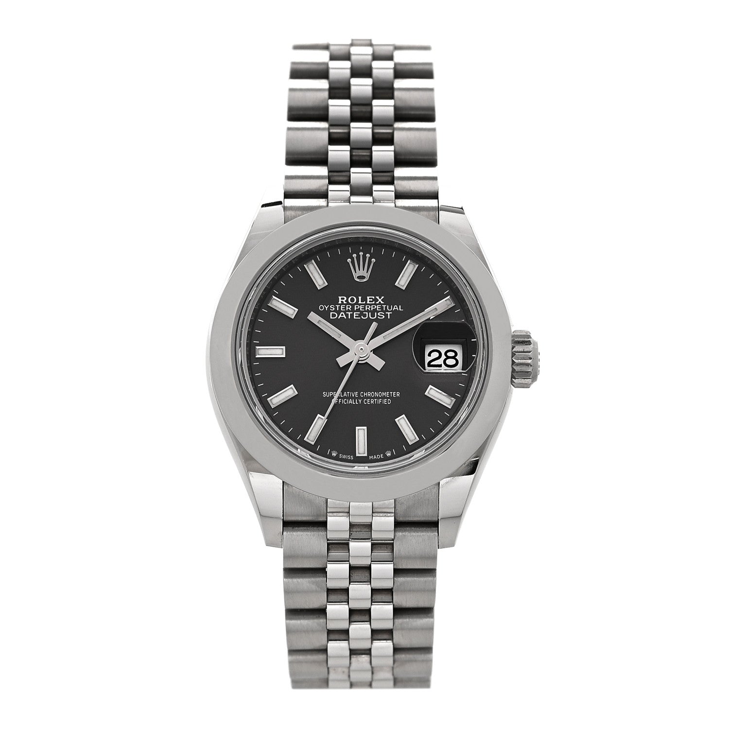 Stainless Steel 28mm Oyster Perpetual Datejust Watch Dark Grey 279160