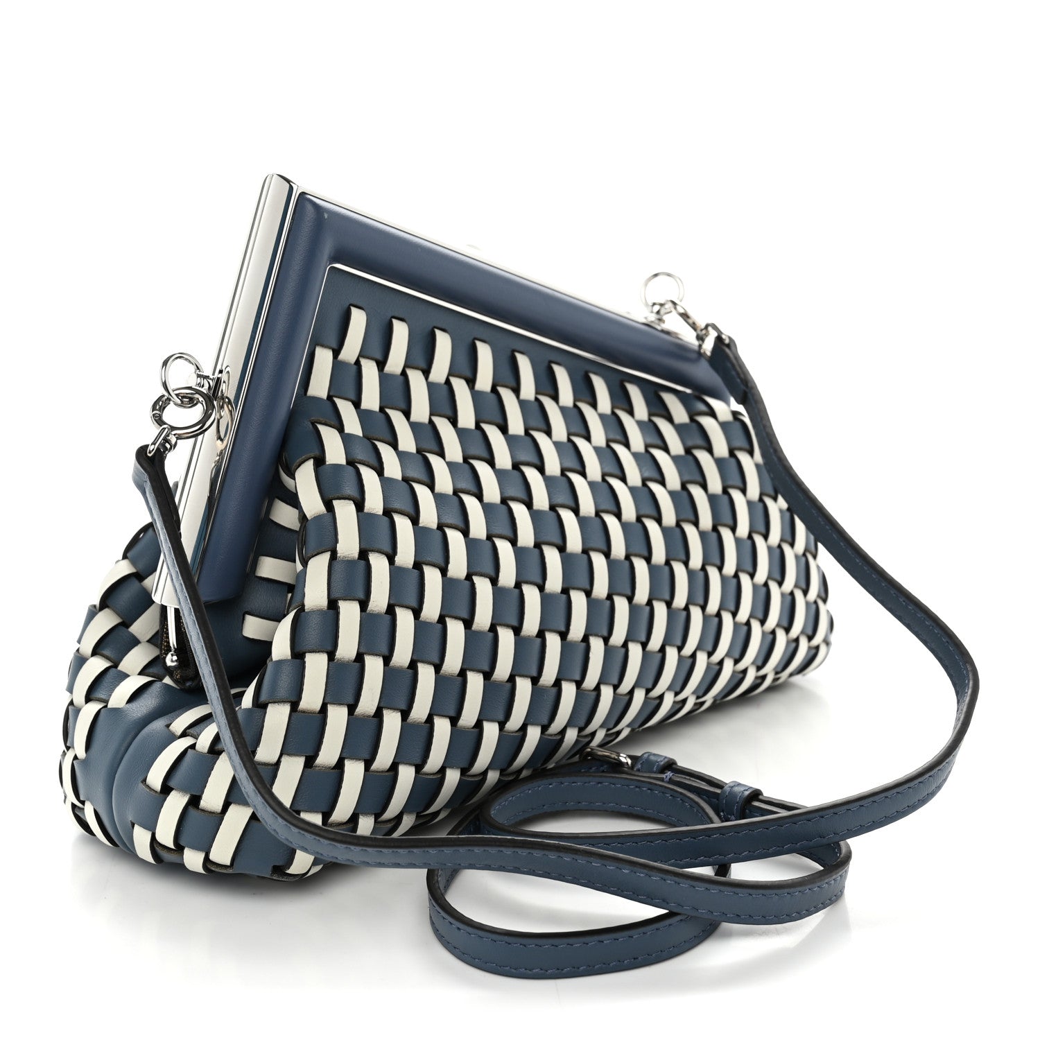 Vitello Grace Intreccio Small Fendi First Mirto Blue White Ice - Image 3