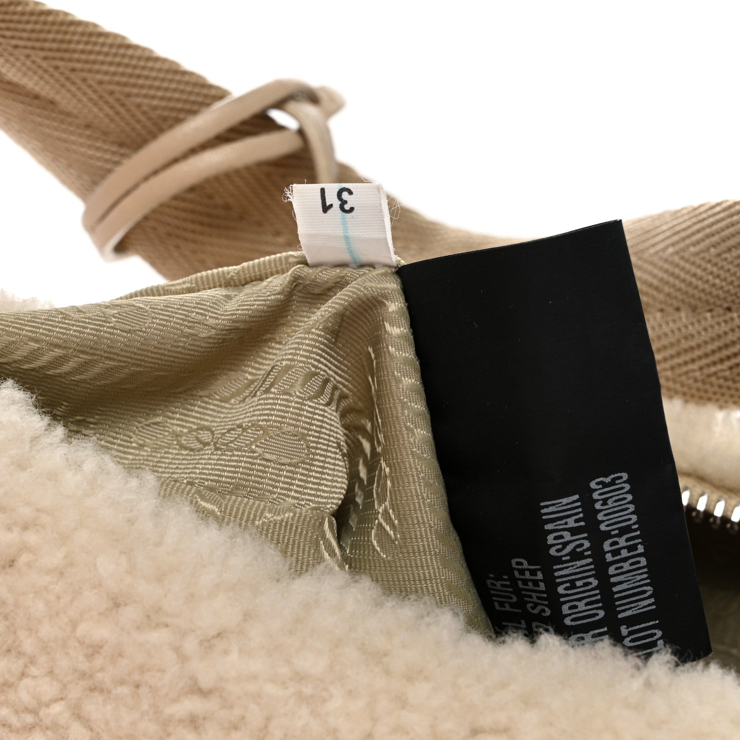 Shearling Mini Re-Edition 2000 Bag Ecru - Image 7
