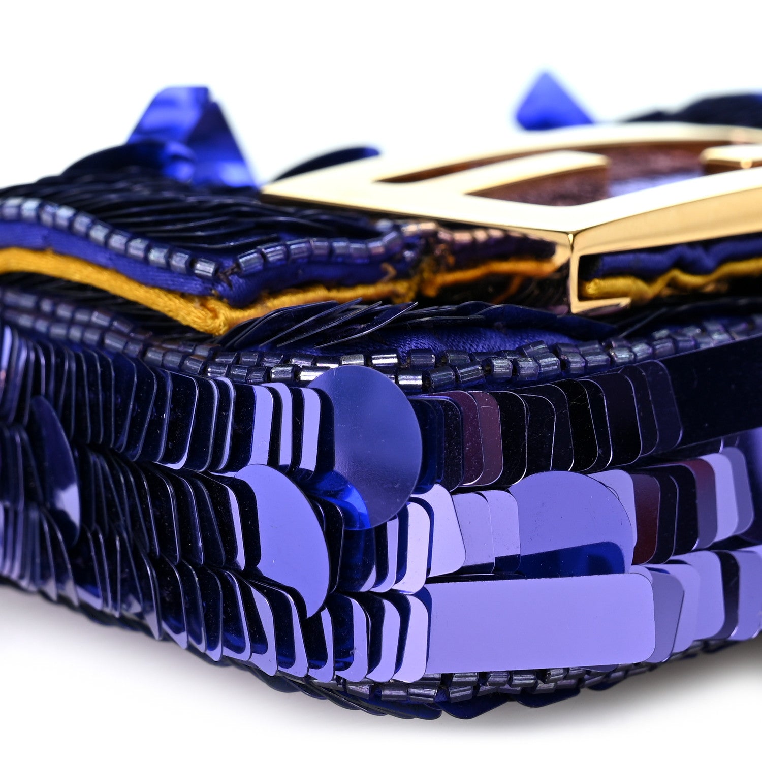 Sequin Paillettes Shiny Nappa Sex and the City Nano Maxi Buckle Baguette Charm Viola Purple - Image 9
