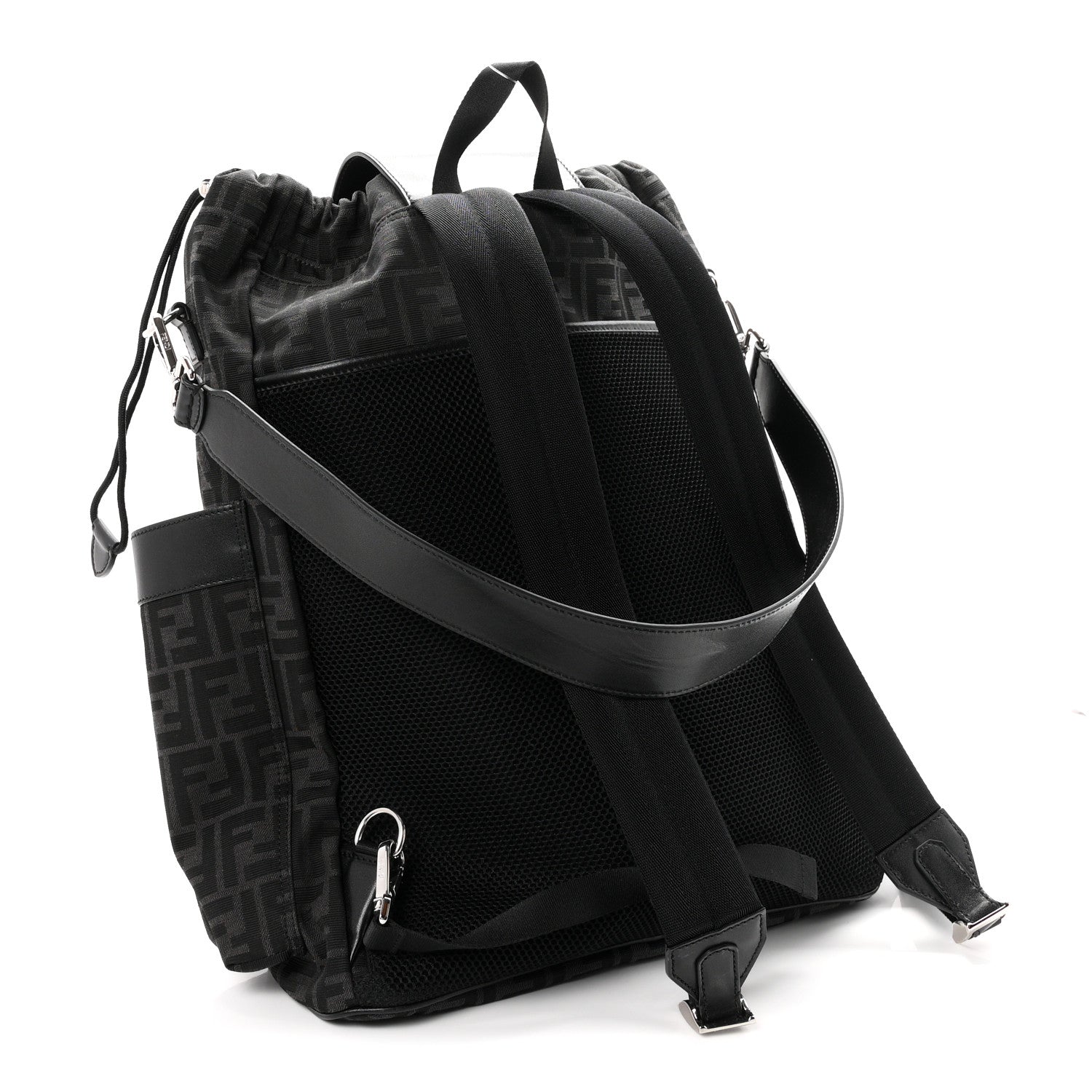 Recycled Fabric Jacquard Vitello Grace FF 1974 Large Fendi Strike Backpack Asfalto - Image 3