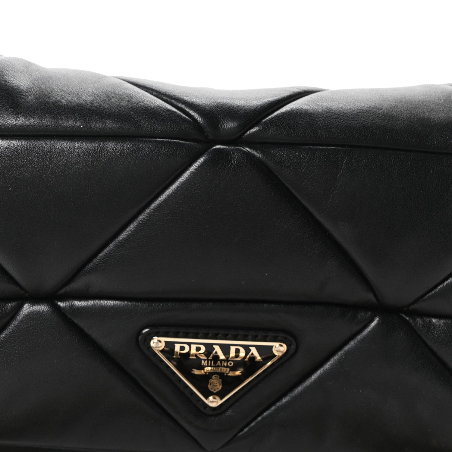 Nappa Re-Nylon Triangle Quilted Patchwork System Flap Shoulder Bag Black - 图片 8
