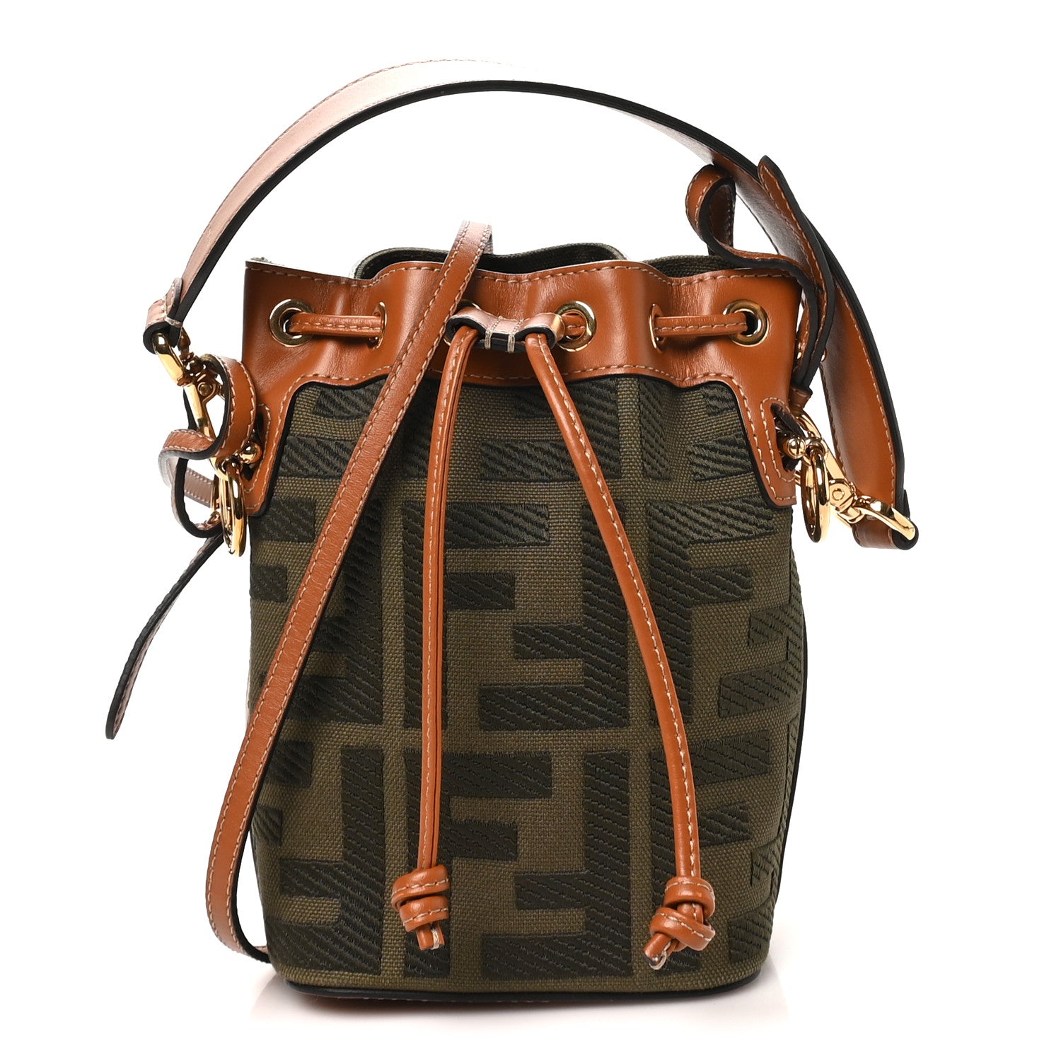 Canvas Vitello King F is Fendi FF Embroidered Mini Mon Tresor Bucket Bag Amazzonia Cuoio