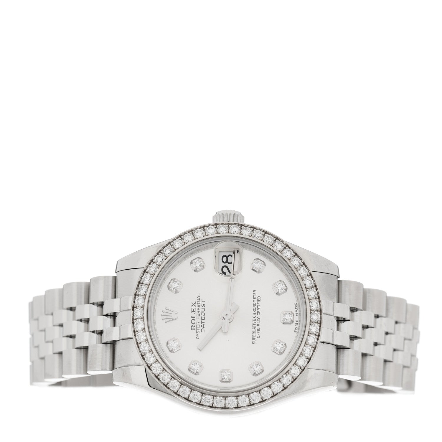 Stainless Steel 18K White Gold Diamond Bezel 31mm Oyster Perpetual Datejust Watch Silver 278384RBR - Image 3