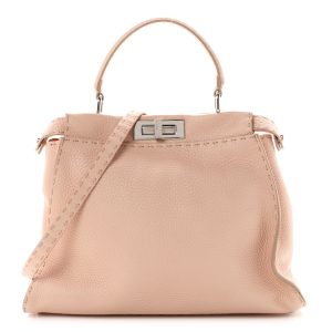 Cuoio Romano Selleria Bi-Color Medium Peekaboo Iconic Satchel Rosa Plaster Pesca