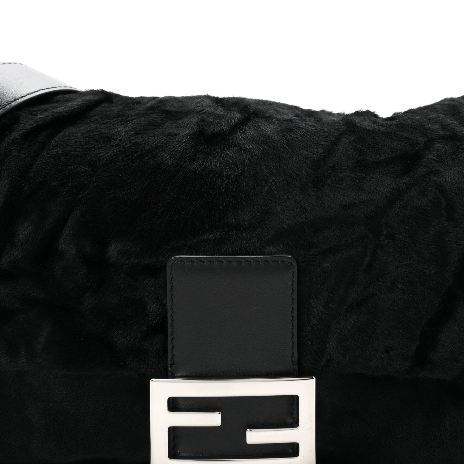 Calfskin Pony Effect Medium Soft Baguette Black - Image 16
